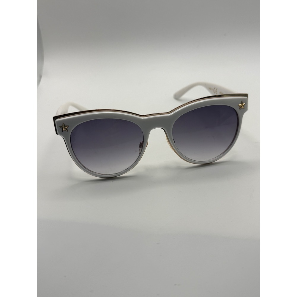 Betsey‎ Johnson White Gold Star Studded Cat Eye Sunglasses SR0422 Gradient Lens